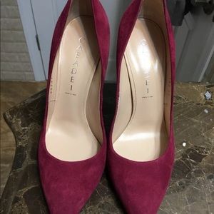 New Casadei Italian suede pumps Sz 37 burgundy